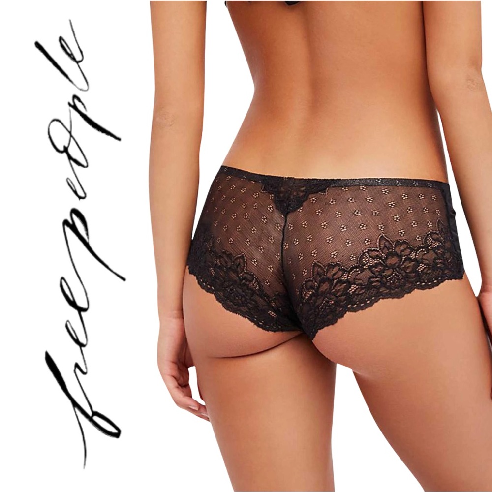 FREE PEOPLE Intimates Hipster Lace Panty Black